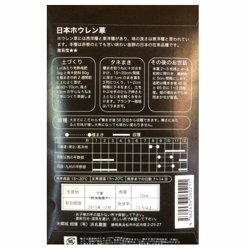 在来固定種野菜の種「日本ほうれん草」80ml〔約2400粒〕畑懐〔はふう〕