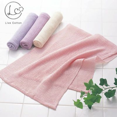 ライブコットン　シルク浴用ニットタオル 31×84cm