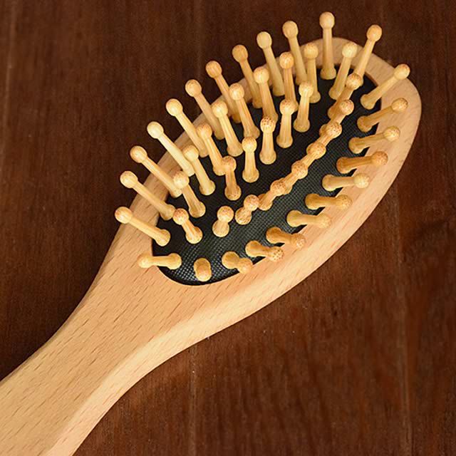 手づくり竹ピンヘアブラシ救髪力46〔小〕携帯用サンエア