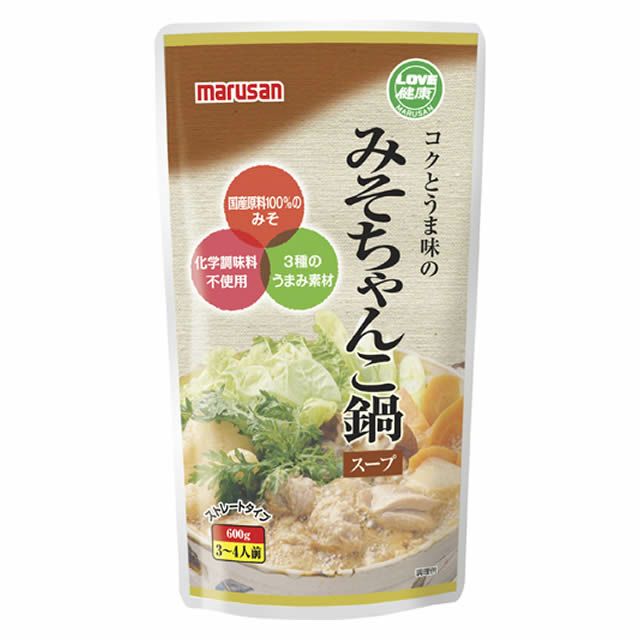 マルサンコクとうま味のみそちゃんこ鍋スープ600g/化学調味料不使用味噌味鍋の素