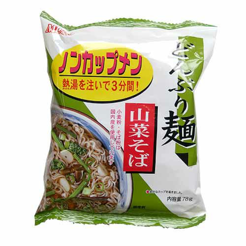 ムソーどんぶり麺（ノンカップメン）国内産小麦粉・そば粉使用山菜そば1袋（78g）