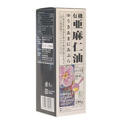 オーガニック・フラックスオイル　亜麻仁〔あまに〕油　190g〔ビン入〕