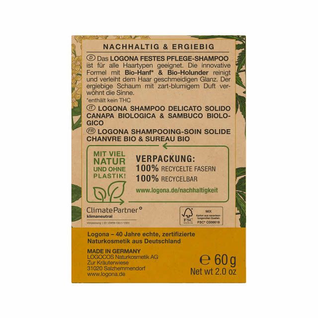 ロゴナソリッドシャンプー60g(ヘンプ&ネトルヘンプ/&エルダーフラワー)