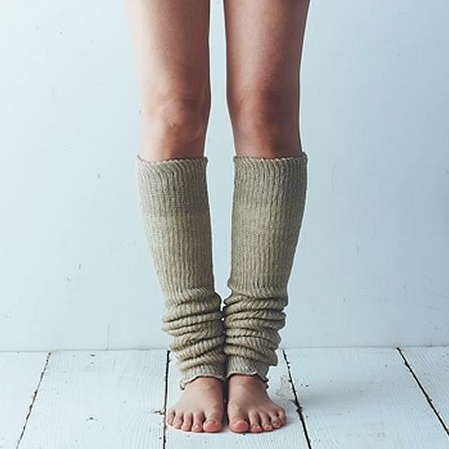 ライブコットンシルク&リネン二重織レッグウォーマー〔ロング55cm〕