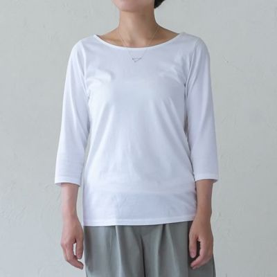【20％OFF】オーガニックコットン  ボートネックトップ  シサム工房