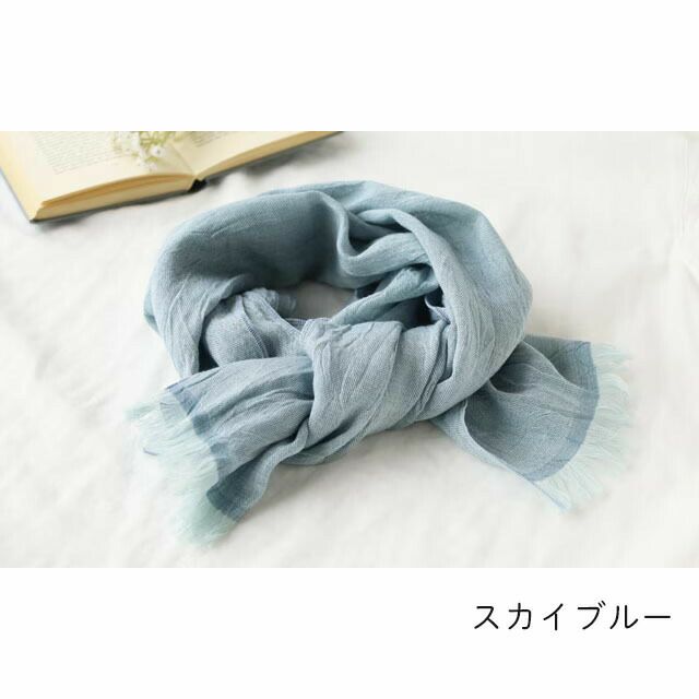 軽やかなメリノウール混ガーゼマフラーヒトマキ〔35×140cm〕コンテックス