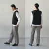 バイカラーベストシサム工房2024秋冬新作ウール羊毛レディーストップスVest