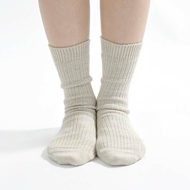 今治製ざっくり編んだウールコットンのリブソックスコンテックス