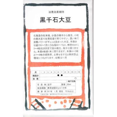 【国内採種/固定種】黒千石大豆20ml130粒　畑懐〔はふう〕の種【メール便可】