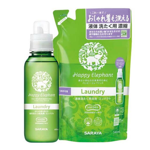 ハッピーエレファント液体洗たく用洗剤〔ボトル〕600mlサラヤ